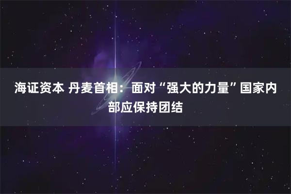 海证资本 丹麦首相：面对“强大的力量”国家内部应保持团结