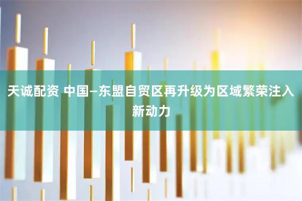天诚配资 中国—东盟自贸区再升级为区域繁荣注入新动力