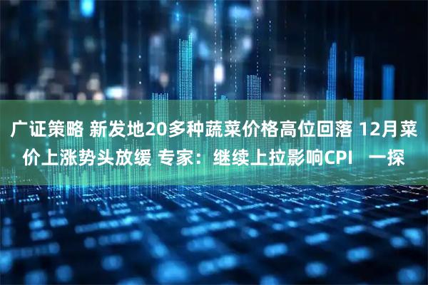 广证策略 新发地20多种蔬菜价格高位回落 12月菜价上涨势头放缓 专家：继续上拉影响CPI   一探