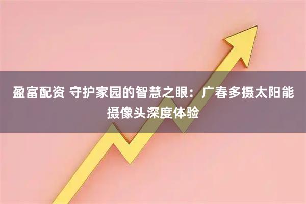 盈富配资 守护家园的智慧之眼：广春多摄太阳能摄像头深度体验